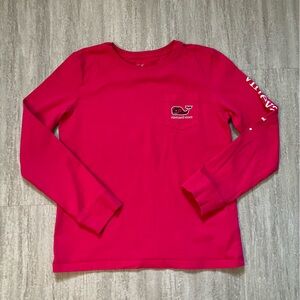Vineyard Vines dark pink long-sleeved pocket tee